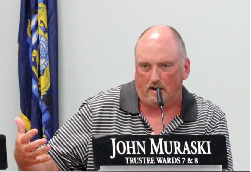 John Muraski speaking at Village Board meeting
